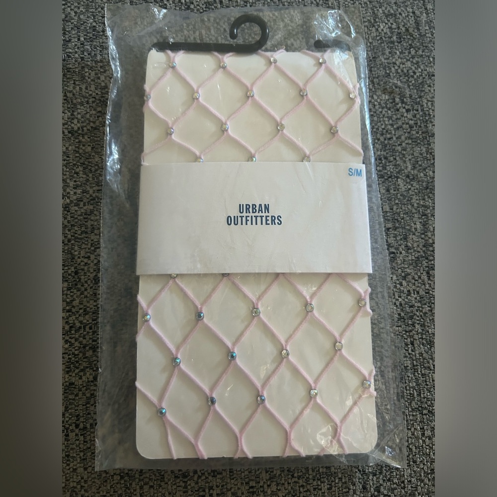 Urban Outfitters Pink Fishnet With Rhinestone Size S/M - Picture 2 of 3